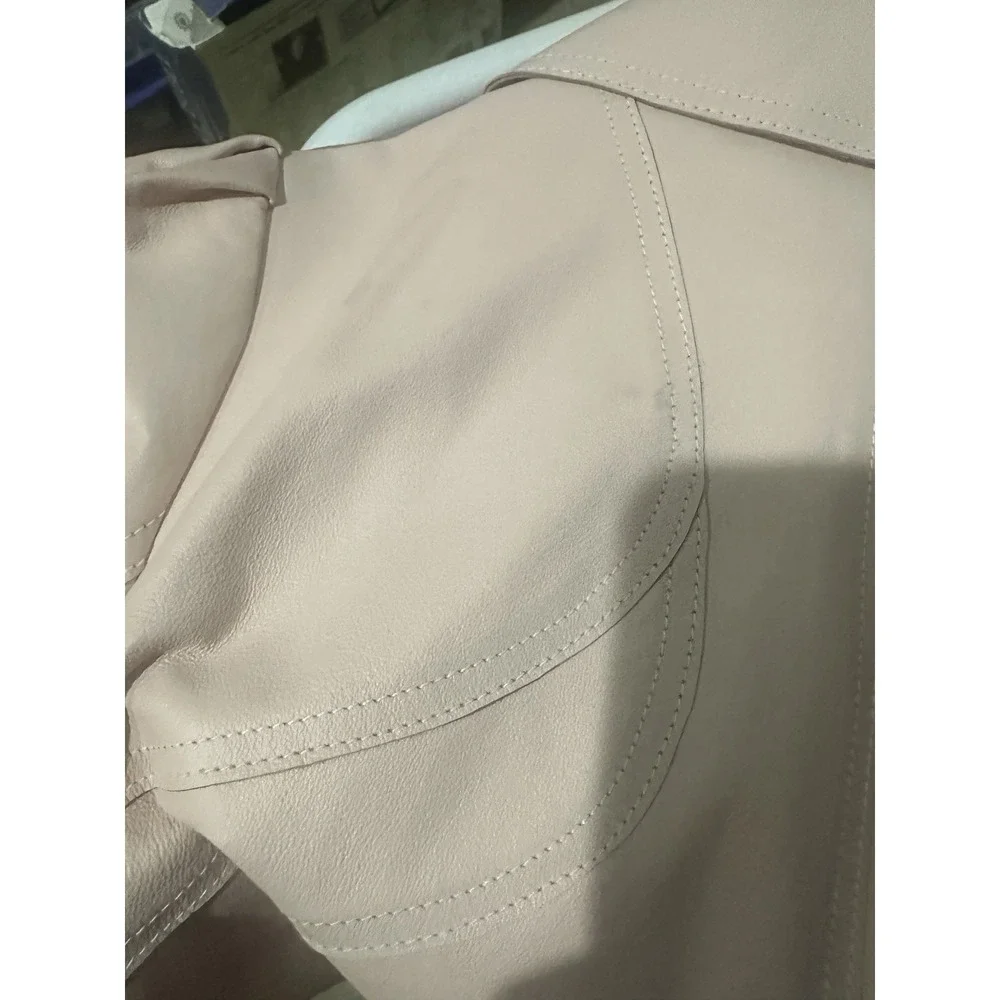 Spiegel Genuine Leather Jacket Pink Blush Puff Sleeve Y2K Cropped Women's Size 4 - Picture 11 of 16